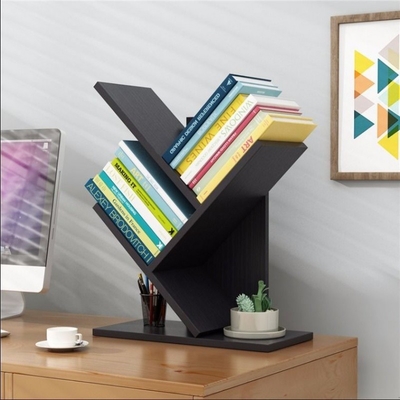 Justierbarer hölzerner Baum-Bücherregal-Tischplattenorganisator Rack