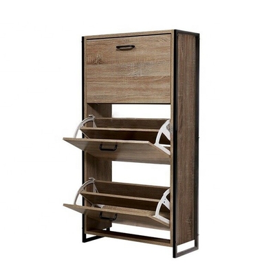 Hölzerner 3 Reihen-Flip Down Shoe Rack Furniture-Organisator Cabinet For Home MDF