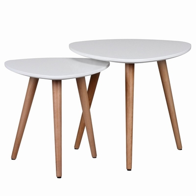 Weiße runde feste Buchenholz-Couchtisch MDF-Spitze