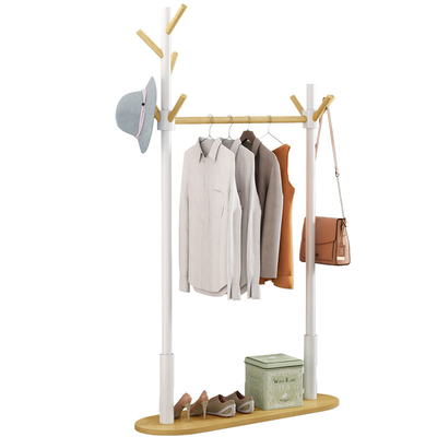 Schlafzimmer-Bambusrahmen-Garderobenständer-Aufhänger-Stand mit Wäschekorb