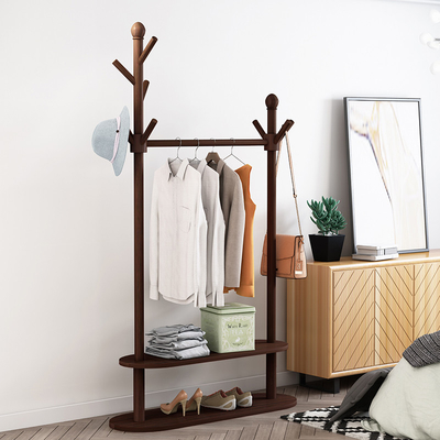 Roydom-Büro-Mantel-Bambuskleiderbügel-Stand mit Regalen