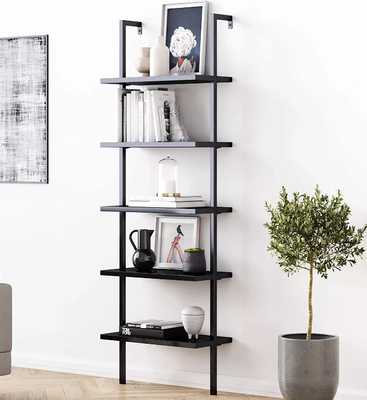 Reihen-Metall des Wohnzimmer-Schwarz-5 und hölzernes Buch-Regale MDF-Brett