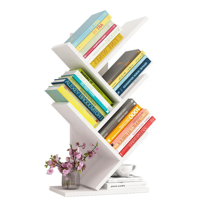 Justierbarer hölzerner Baum-Bücherregal-Tischplattenorganisator Rack