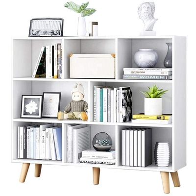 Weißes offenes Metall und hölzerne Reihe des Buch-Regal-Bücherschrank-3 mit 8 Würfeln