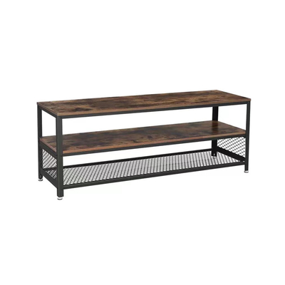 Stand-Kabinett Holz Stahl 3Tier MDF dunkles Fernseh82 Zoll mit Regal-Speicher