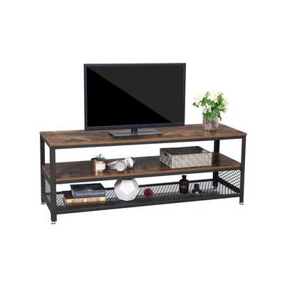 Stand-Kabinett Holz Stahl 3Tier MDF dunkles Fernseh82 Zoll mit Regal-Speicher