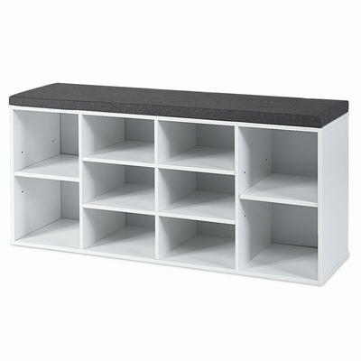 2 Reihe hölzerne Cubby-Hallen-Schuh-Speicher-Bank mit Schlitz des Kissen-10