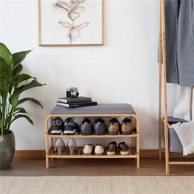 SCHUHREGAL-Möbel-Eingang-Schuh-Speicher-Bank Eco freundliche Bambusmit Kissen