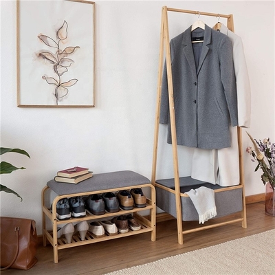 SCHUHREGAL-Möbel-Eingang-Schuh-Speicher-Bank Eco freundliche Bambusmit Kissen