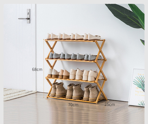 Faltbare hölzerne Bambusreihe der platten-Schuhregal-Möbel-3