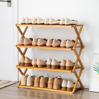 Faltbare hölzerne Bambusreihe der platten-Schuhregal-Möbel-3