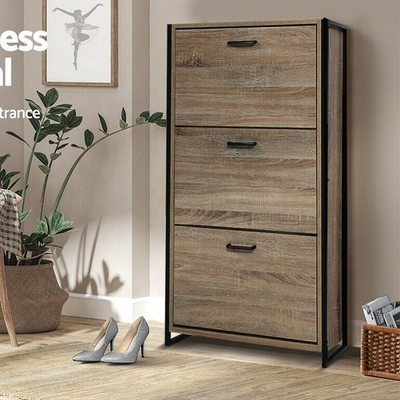 Hölzerner 3 Reihen-Flip Down Shoe Rack Furniture-Organisator Cabinet For Home MDF