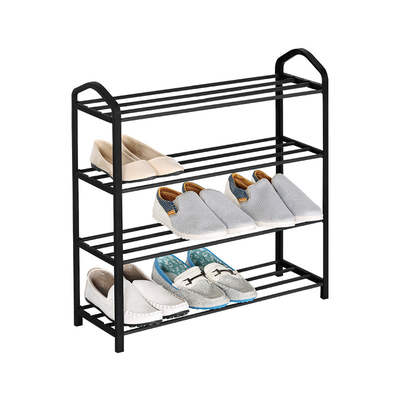 Reihen-kurvte kleiner Schuhregal-Organisator Black Metal Iron Soems 4 Griff