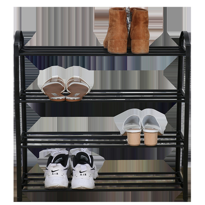 Reihen-kurvte kleiner Schuhregal-Organisator Black Metal Iron Soems 4 Griff