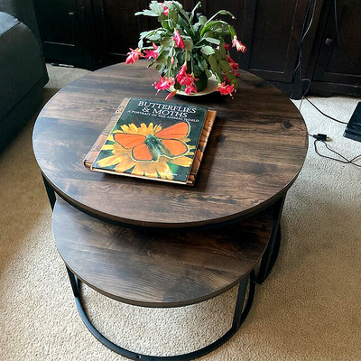Soem-Wohnzimmer-Holz-und Metallnistentabellen, die runde Seitentabellen nisten