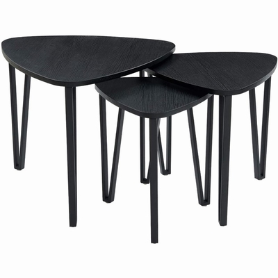 Moderne schwarze Spanplatten-hölzernes Nest von 3 Couchtischen eingestellt für Wohnzimmer