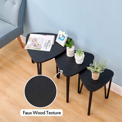 Moderne schwarze Spanplatten-hölzernes Nest von 3 Couchtischen eingestellt für Wohnzimmer