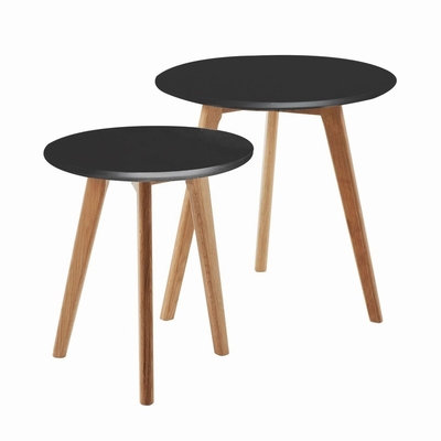 Holz-Runden-Skandinavien-Couchtisch der massiven Eiche stellte 2 mit MDF-Spitze ein