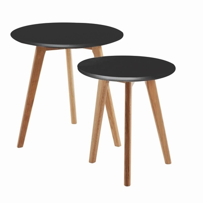 Holz-Runden-Skandinavien-Couchtisch der massiven Eiche stellte 2 mit MDF-Spitze ein