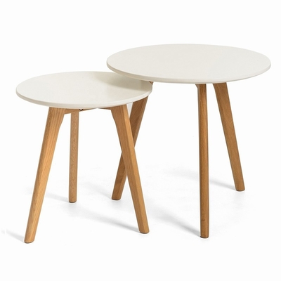 Holz-Runden-Skandinavien-Couchtisch der massiven Eiche stellte 2 mit MDF-Spitze ein