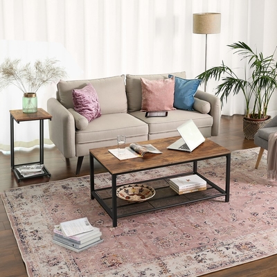 C formen Holz-und Metallcouchtisch Sofa Nesting End Tables