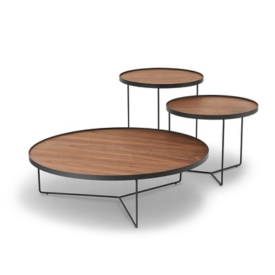 Contemperary stellten ovales Mdf-Holz und Metallcouchtisch Möbel für Wohnzimmer ein