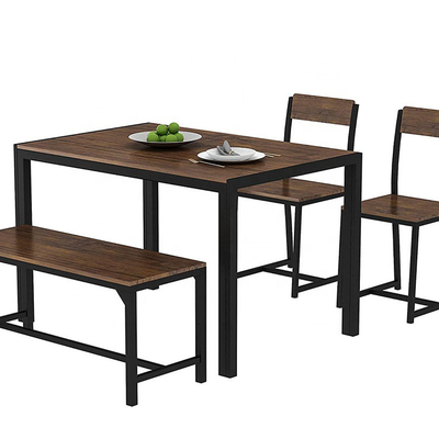 Kundengebundener Holz-Metallspeisetisch mit Bank und Stühle für Restaurant