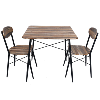 Sitzer-Metallspeisetisch-und Stuhl-Satz MDF hölzerne Spitze Browns 2