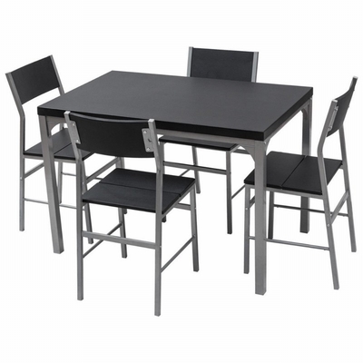 Hölzerner schwarzer Hauptspeisetisch stellte 4 Sitzer-Stühle mit Metallrahmen ein