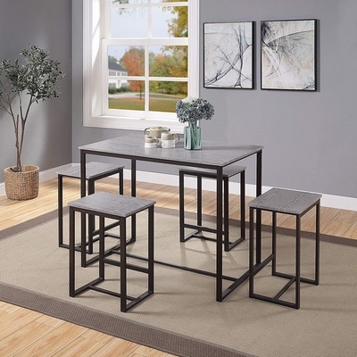 Kundengebundener Speisetisch und Stuhl der Kiefern-5pc stellten glattes Ende ein