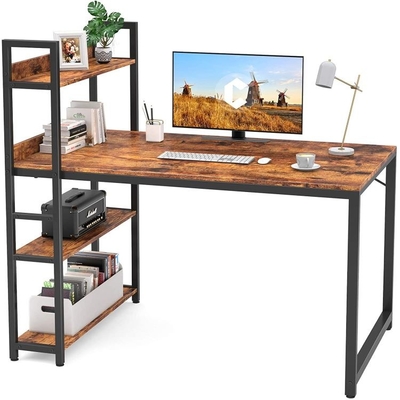 Hölzerner L-förmiger StahlSchreibtisch-L-förmige Arbeits-Tabelle mit Speicherregalen