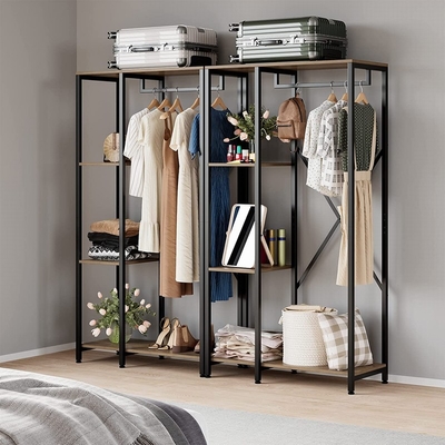 Rustikale Metallholz-Kleidungsspeicher-Gestelle Garderobe Hall Tree For Bedroom Apartment