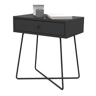 Moderne Seite Metallkreuz-verlegt geometrische Bauholz-Nachttisch Nightstands für Schlafzimmer