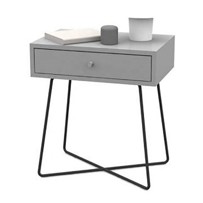 Moderne Seite Metallkreuz-verlegt geometrische Bauholz-Nachttisch Nightstands für Schlafzimmer
