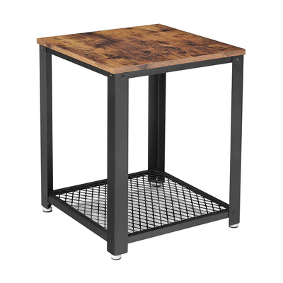 Kleines Brown industrielles Holz und Metall Nightstand Art Soems