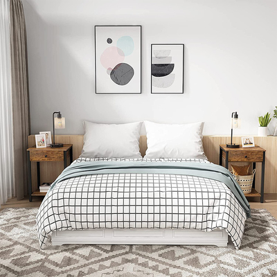 Kundengebundene Metallrahmen-Bauernhaus-Art Nightstands Gray Wood