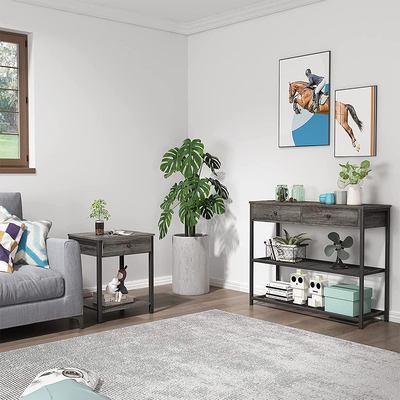Kundengebundene Metallrahmen-Bauernhaus-Art Nightstands Gray Wood