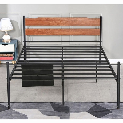 Möbel-fester Schmiedeeisen-Bett-König Size For Apartment BSCI einfache schwarze hölzerne Metall